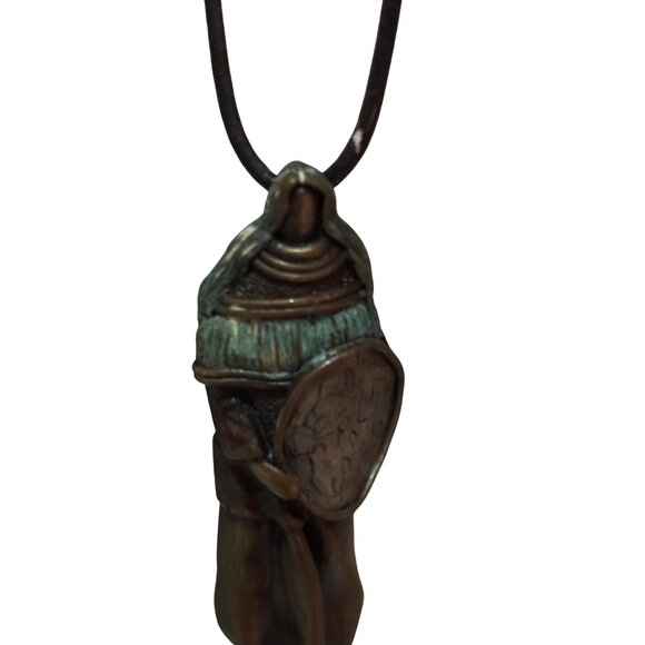 Rare Roger Robert Bronze & Green Patina Woman Spirit Warrior Pendant Necklace - Picture 13 of 16